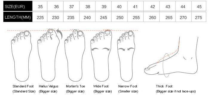 Shoes Sizes & Measurements