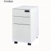 Emakps 3 Drawer File Cabinet, White File Cabinet with Lock Wheels, Metal Filing Cabinet for Legal/Letter Size