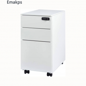 Emakps 3 Drawer File Cabinet, White File Cabinet with Lock Wheels, Metal Filing Cabinet for Legal/Letter Size